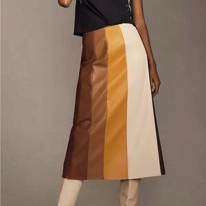 MOTHER ‘The Bits and pieces’ faux leather Colorblock Midi Skirt